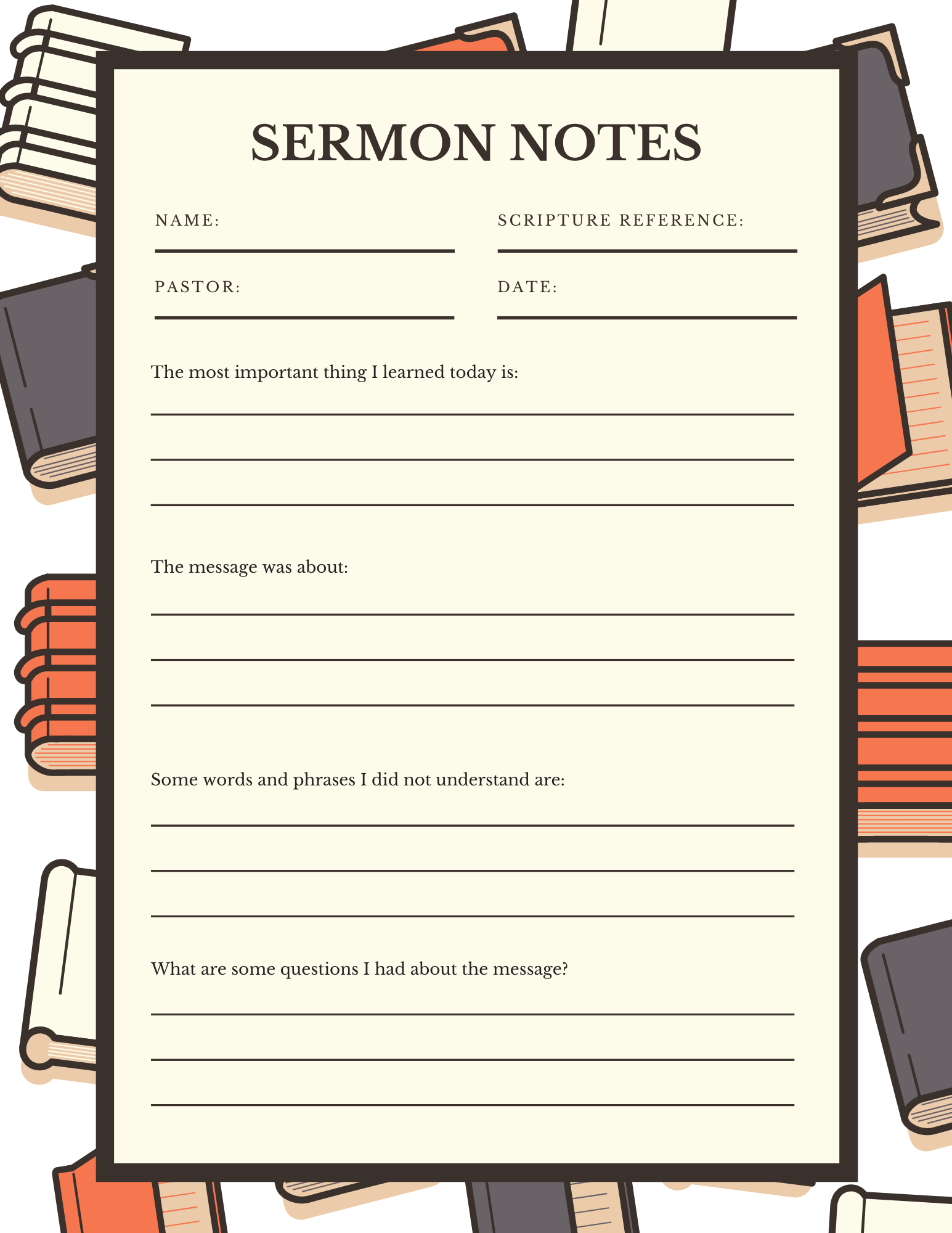 Printable Sermon Notes Sheet Artofit