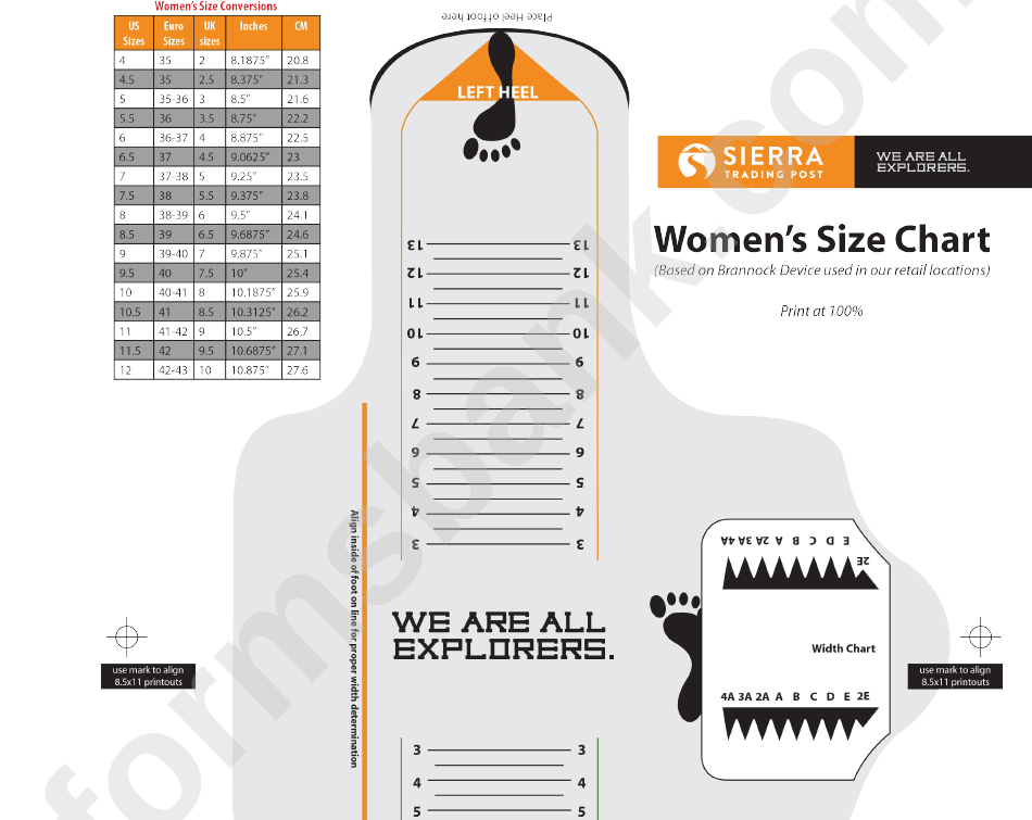 Printable Shoe Size Chart Women 39 s