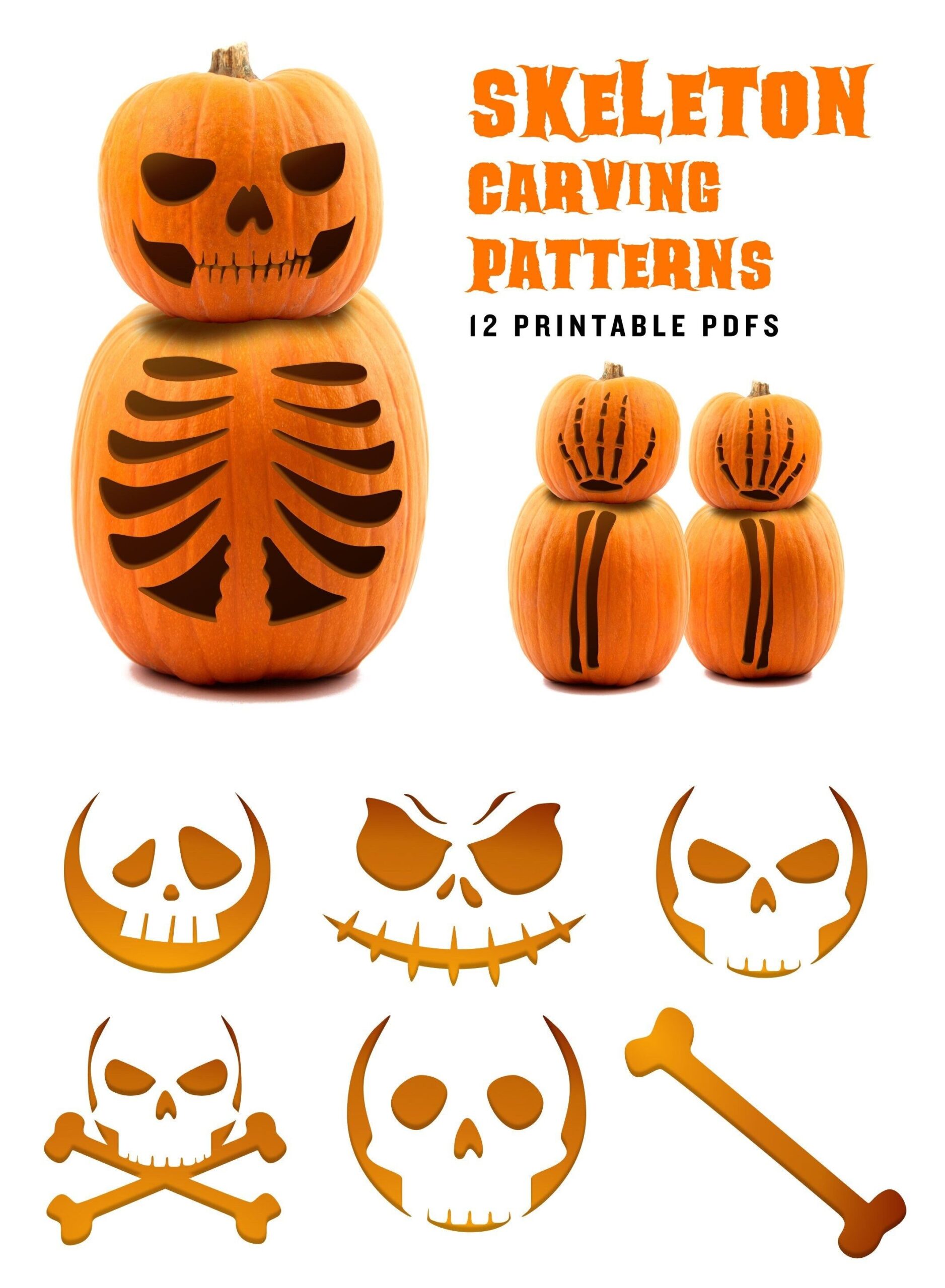 Printable Skeleton Pumpkin Carving Patterns 12 Easy And Unique Skeleton 