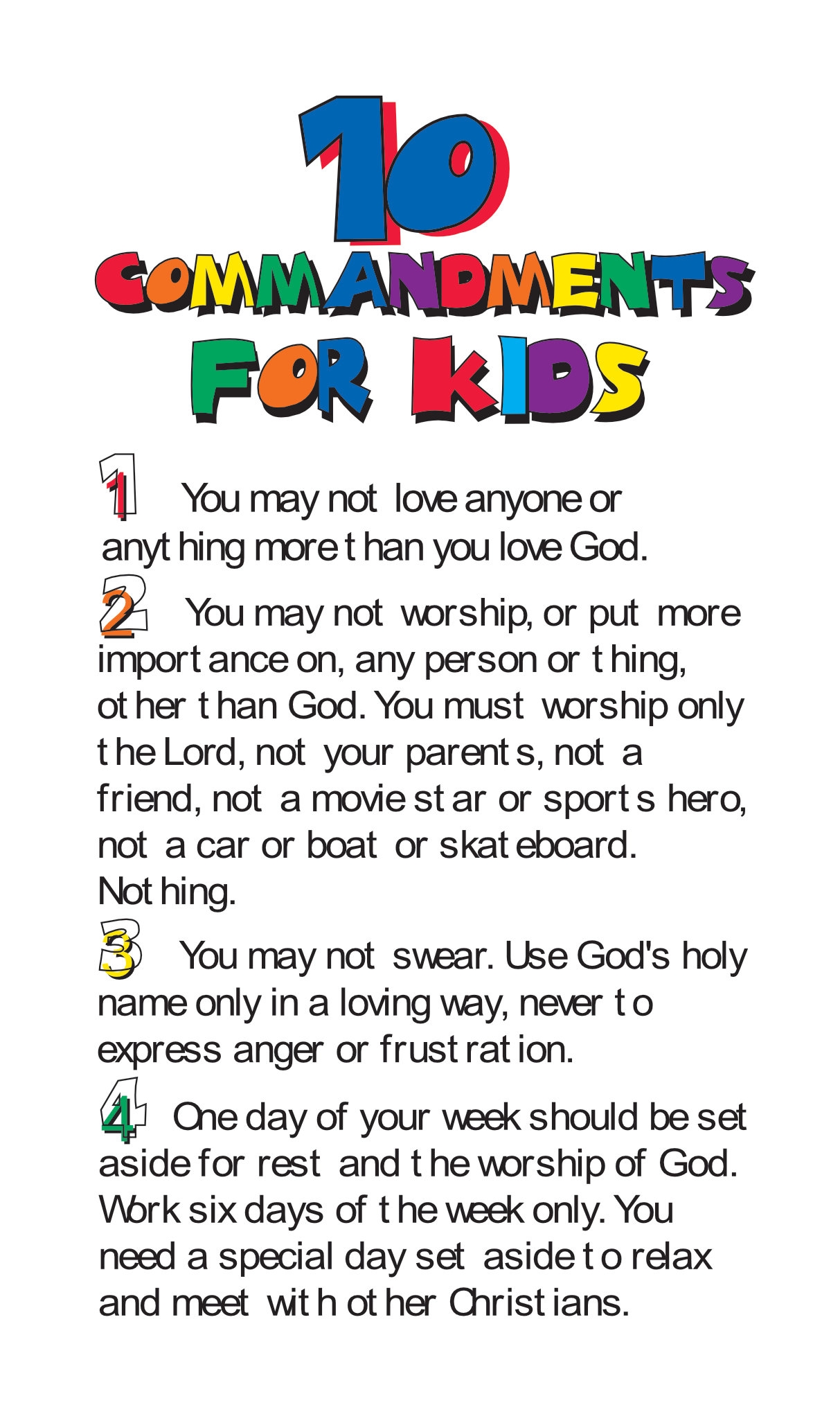 Printable Ten Commandments