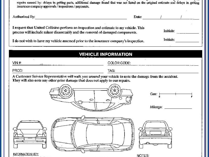 Printable Vehicle Damage Inspection Form Printable Forms Free Online