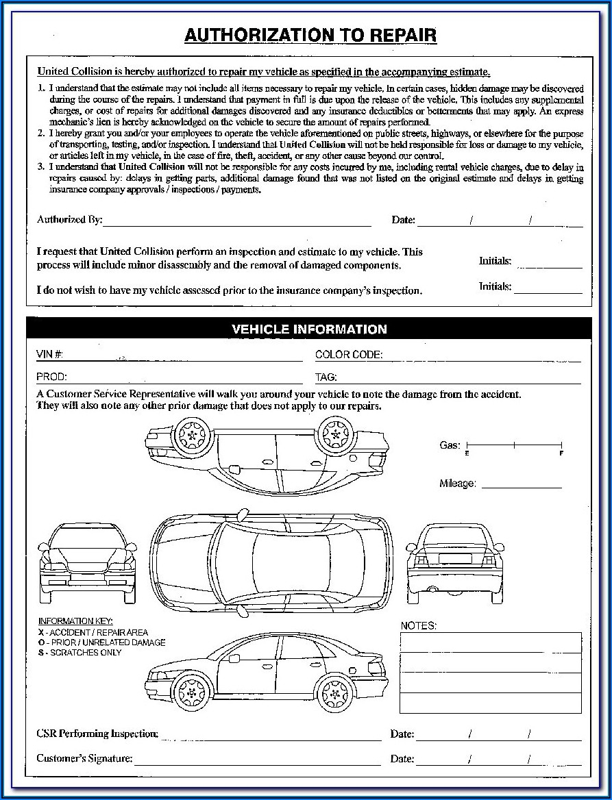 Printable Vehicle Damage Inspection Form Printable Forms Free Online