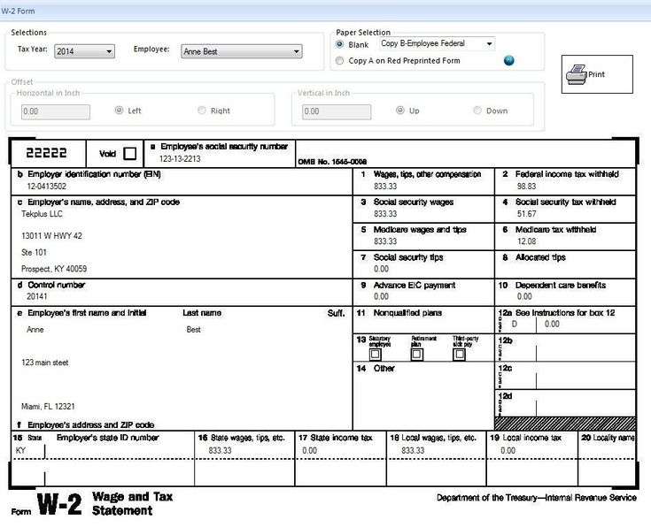 Printable Blank W2 Form