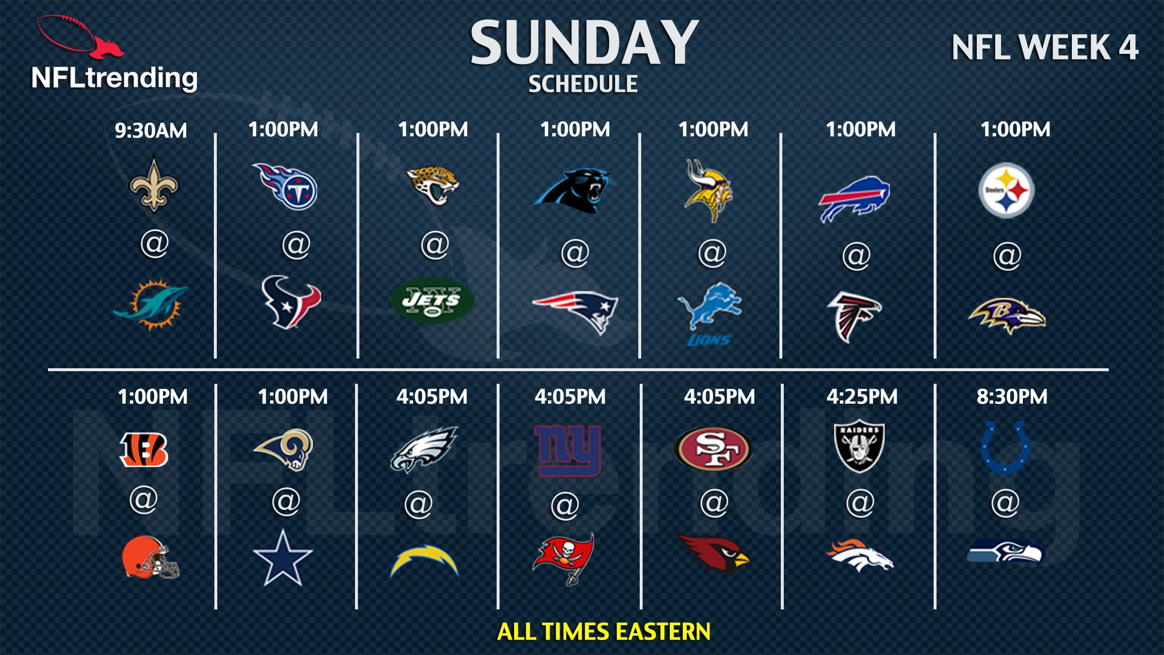 Printable Week 4 Nfl Schedule