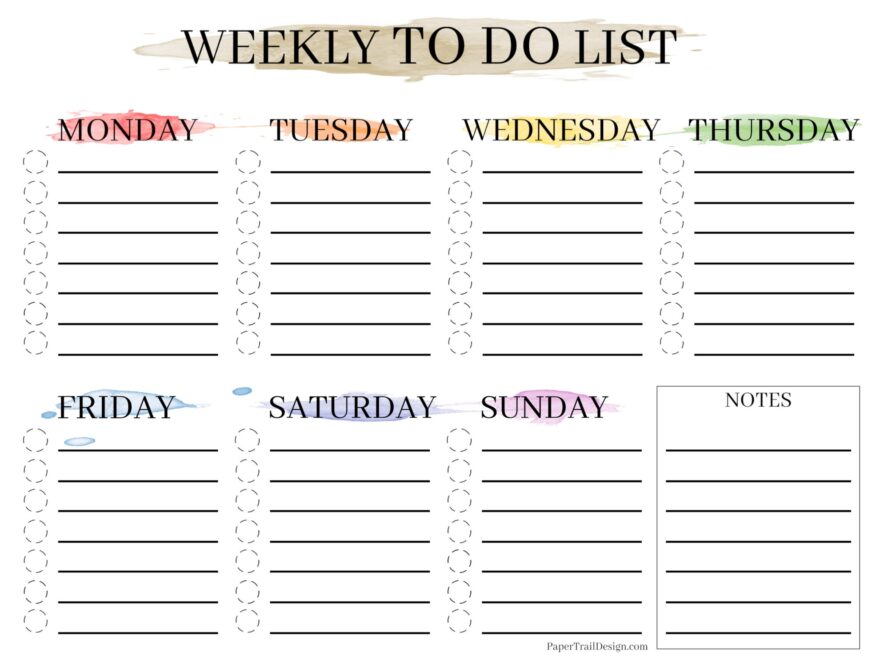 Printable Weekly To Do List