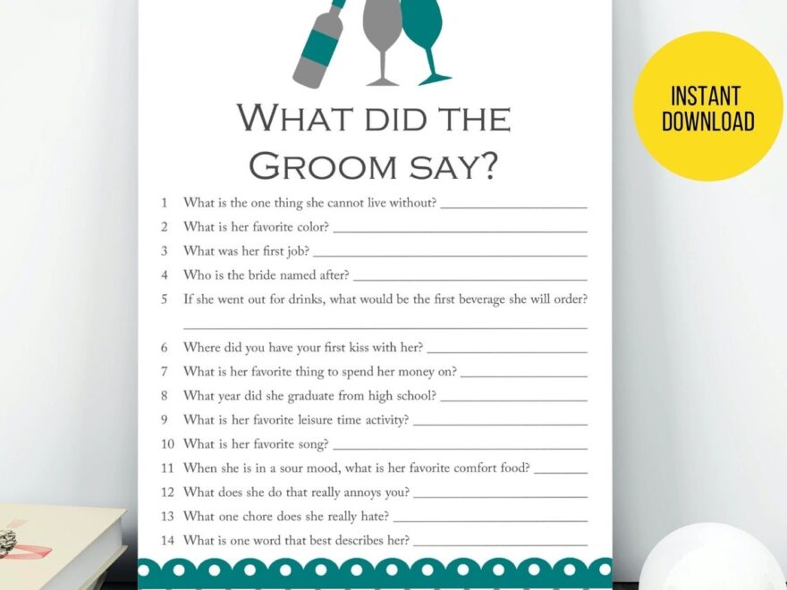 Printable What Did The Groom Say Bridal Shower Game Groom Etsy