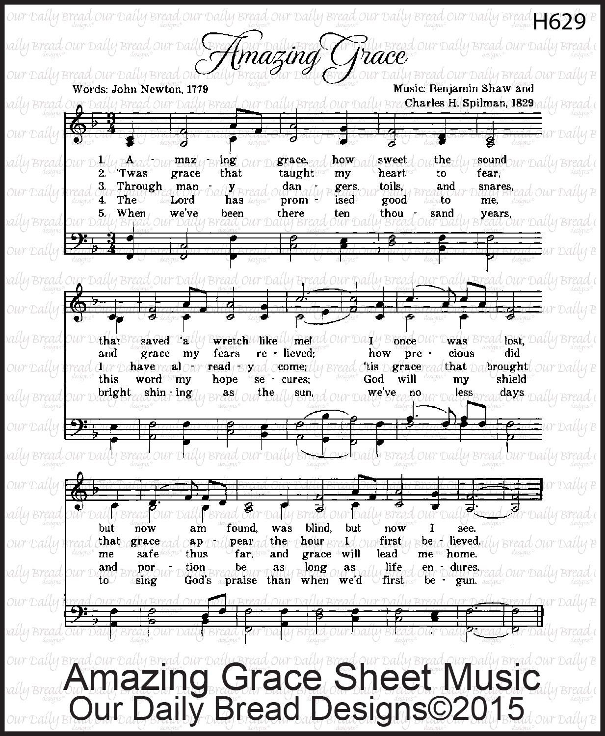 Printable Words To Amazing Grace Hymn
