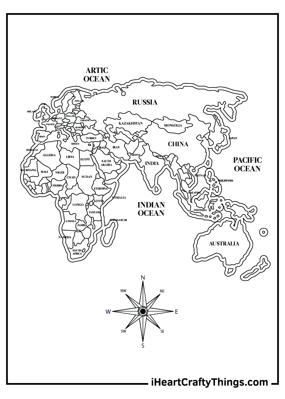 Printable World Map Coloring Page Printable World Holiday