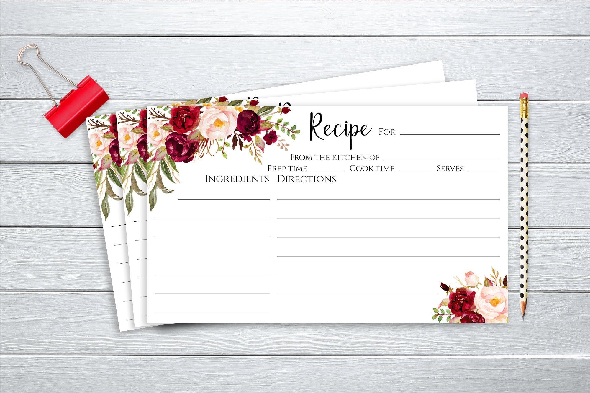 Recipe Cards 3x5 Printable Bridal Shower Recipe Card 3x5 Etsy 