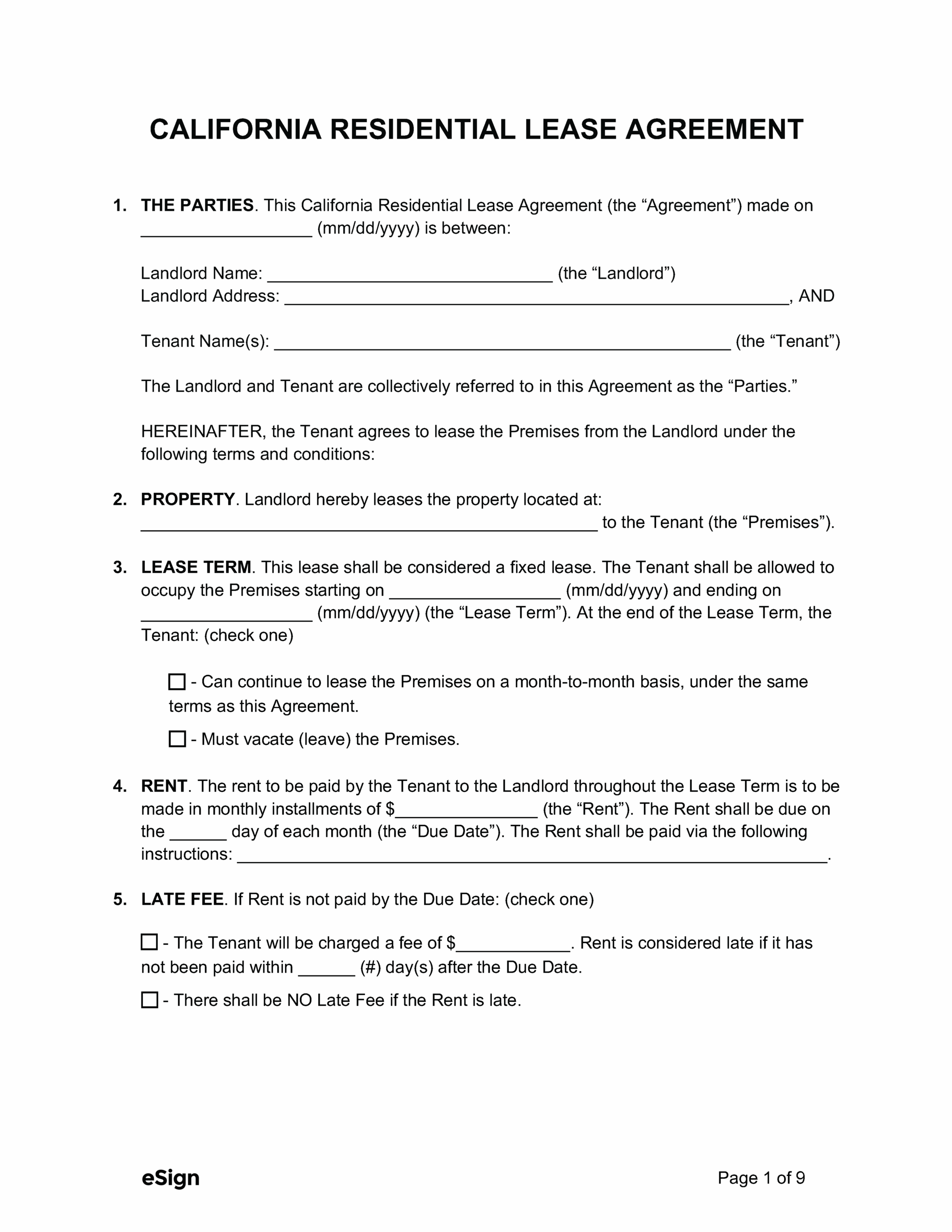 Rental Agreement Templates