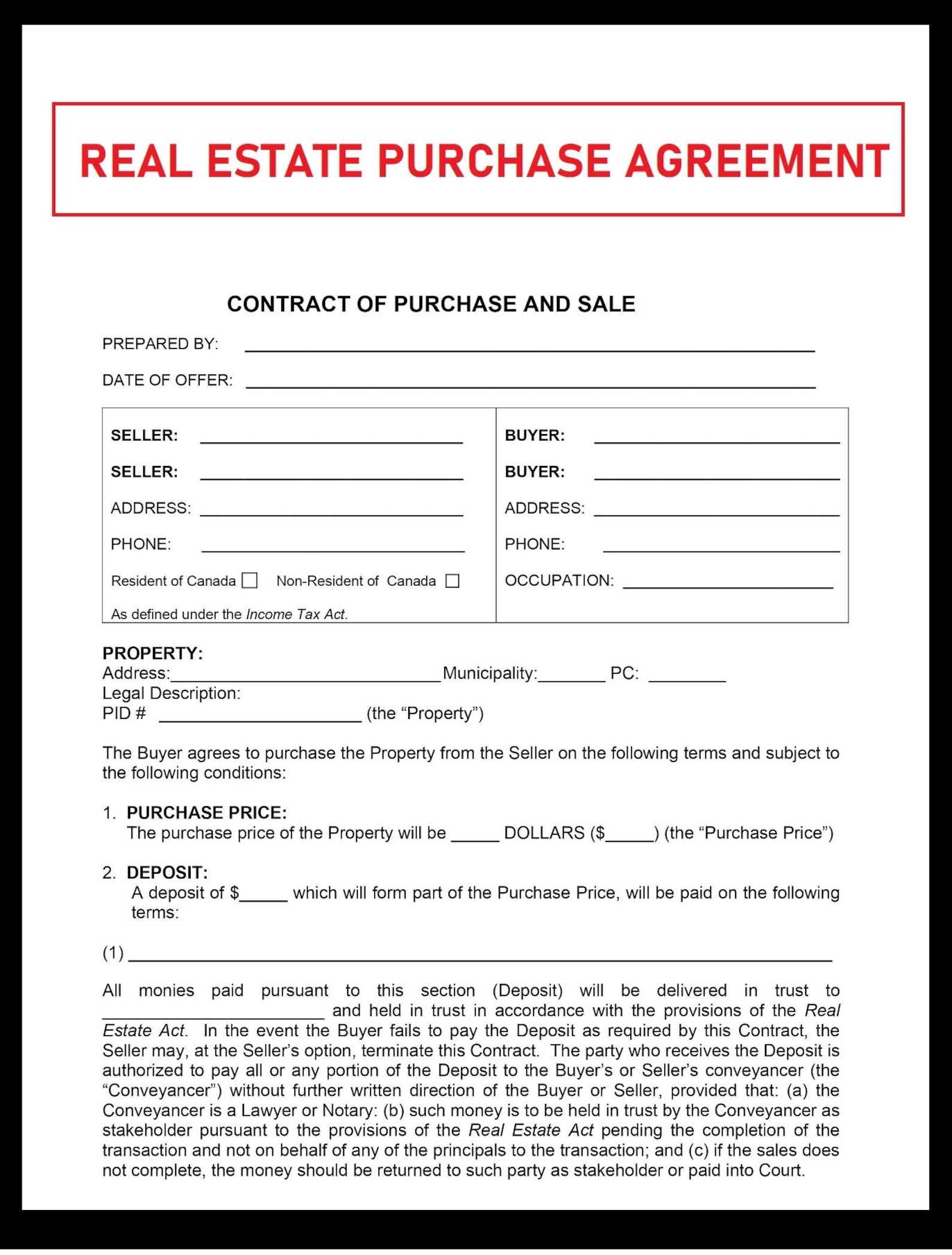 Free Printable Sales Agreement For House