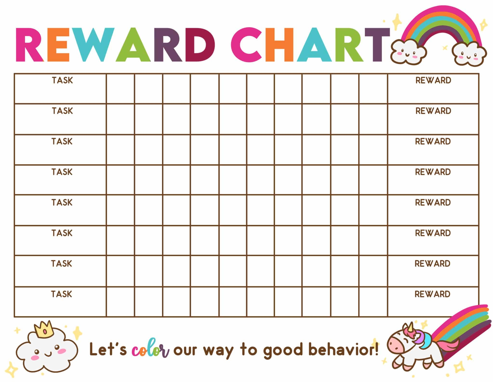 Reward Chart For Kids Printable