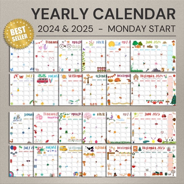 School Calendar 2024 2025 Printable Pdf Cute 2024 2025 School Year Etsy