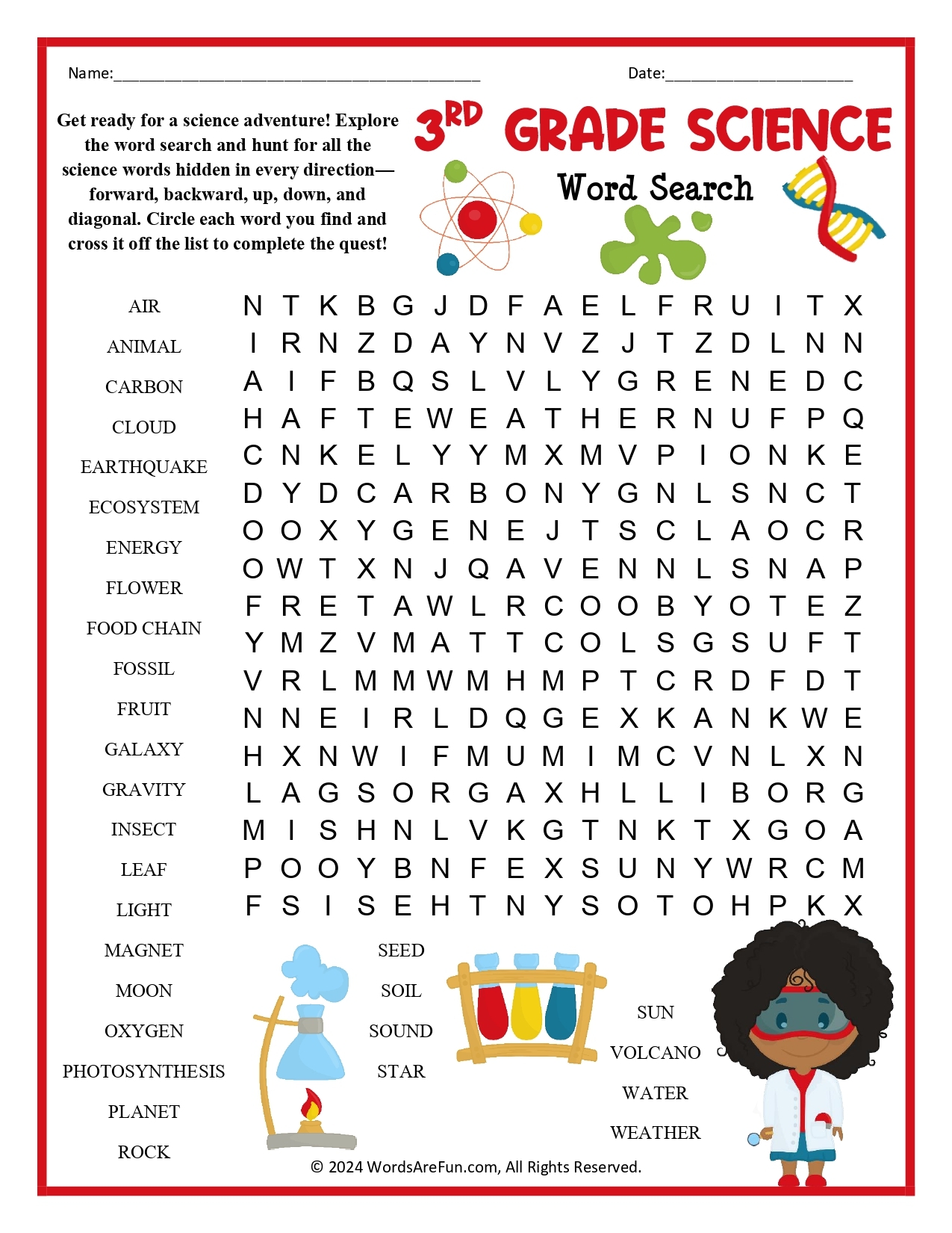 Word Search Grade 3 Printable