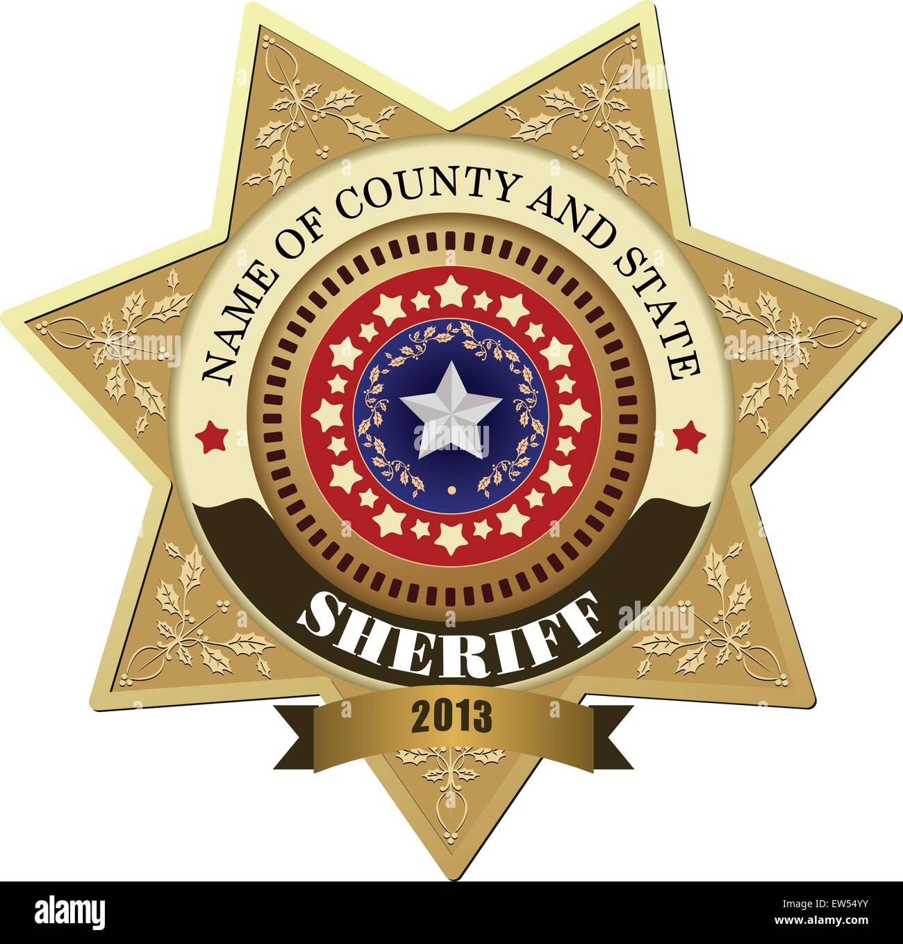Sheriff 39 s Badge On A White Background Seven pointed Star Vector 