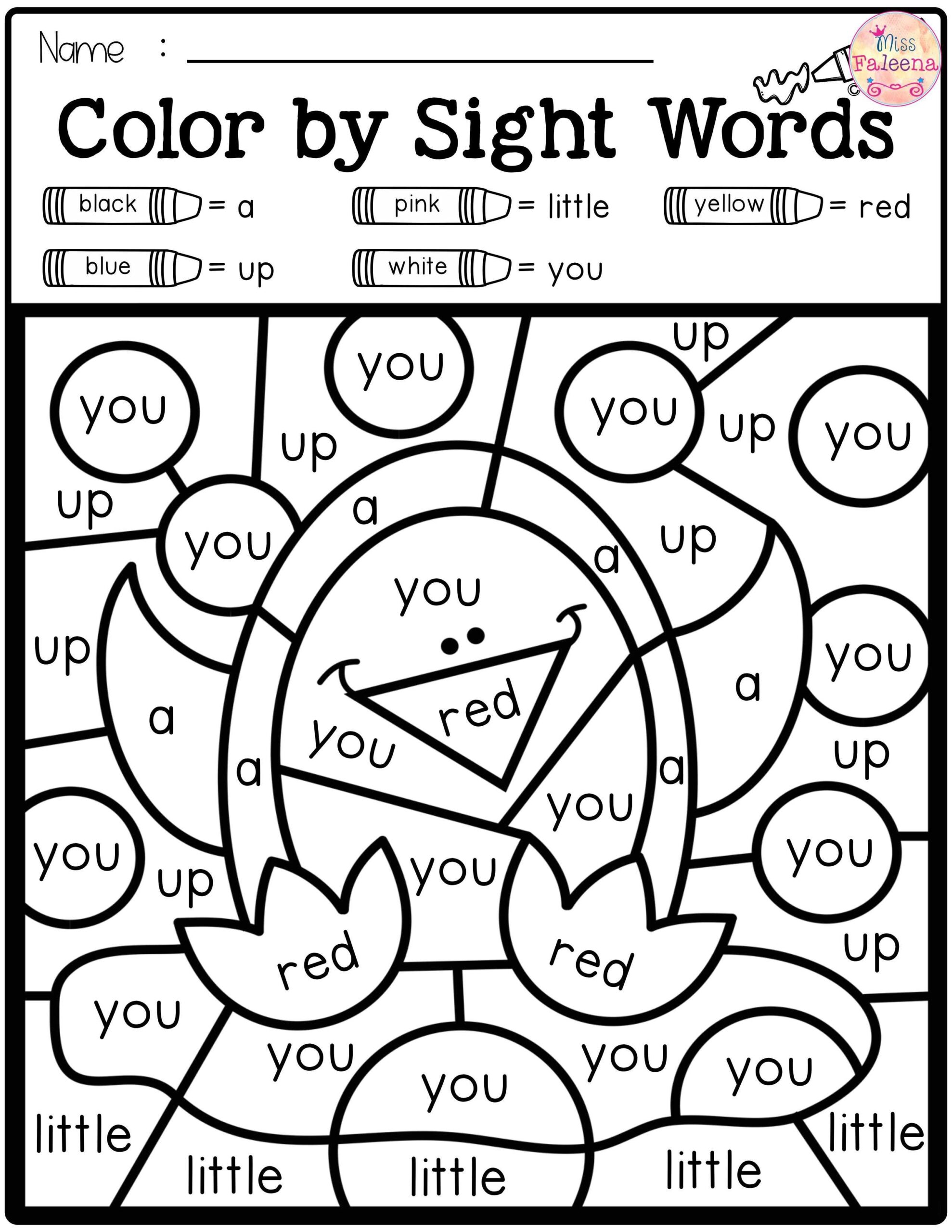 Sight Word Coloring Sheets For Kindergarten