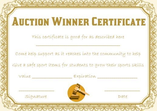 Silent Auction Winner Certificate Template Explore Best Templates In 