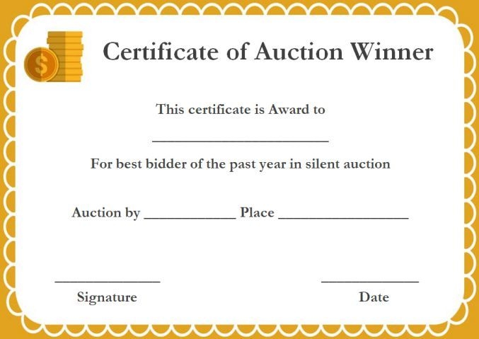 Silent Auction Winner Certificates