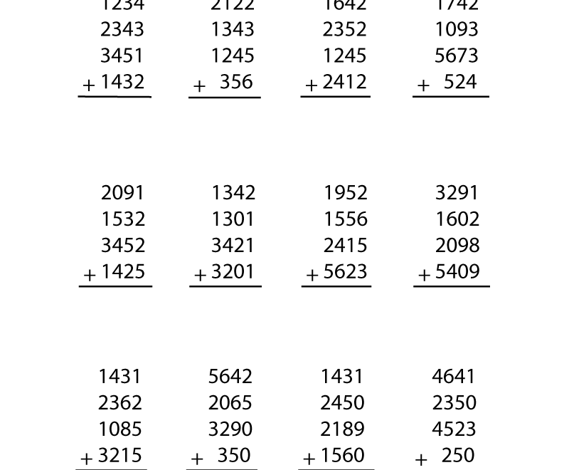 Sixth Grade Addition Worksheet
