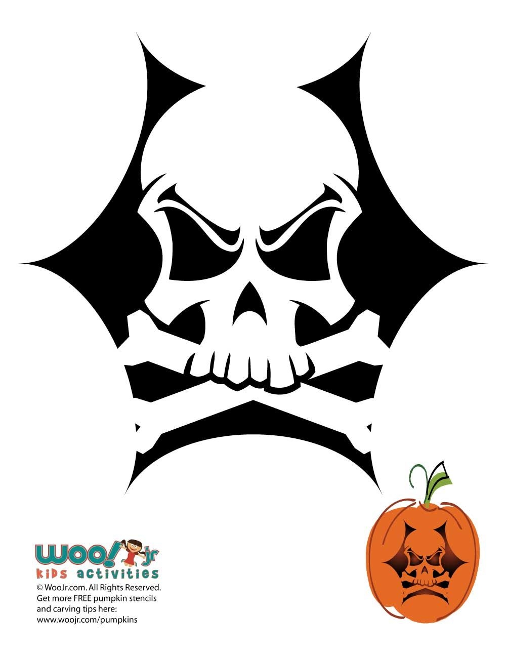 Skull Crossbones Pumpkin Carving Pattern Woo Jr Kids Activities 