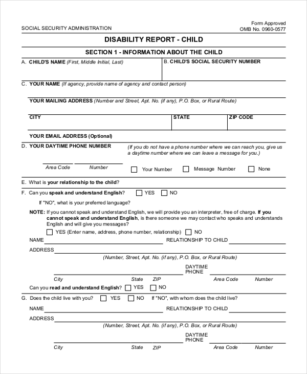 Social Security Application Form Printable