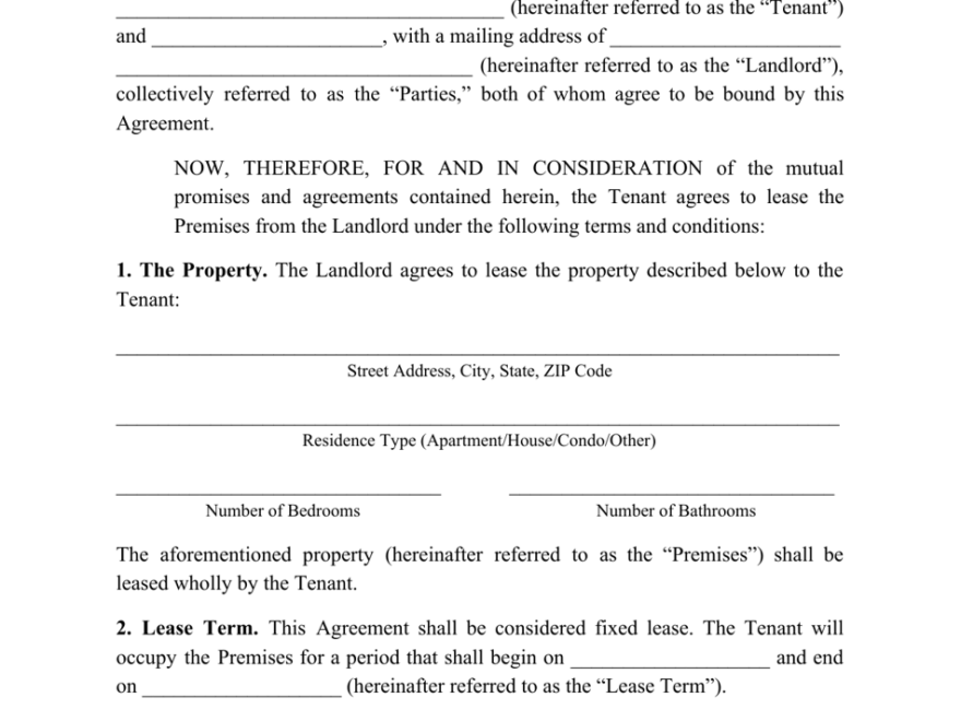 South Carolina Residential Lease Agreement Template Fill Out Sign