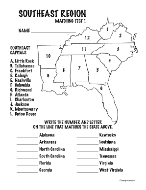 Southeast States And Capitals Fill Online Printable Fillable Blank
