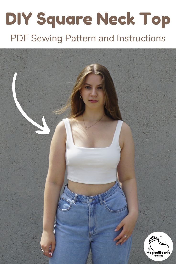 Square Neckline Tank Top PDF Sewing Pattern Instant Download 10 Sizes 