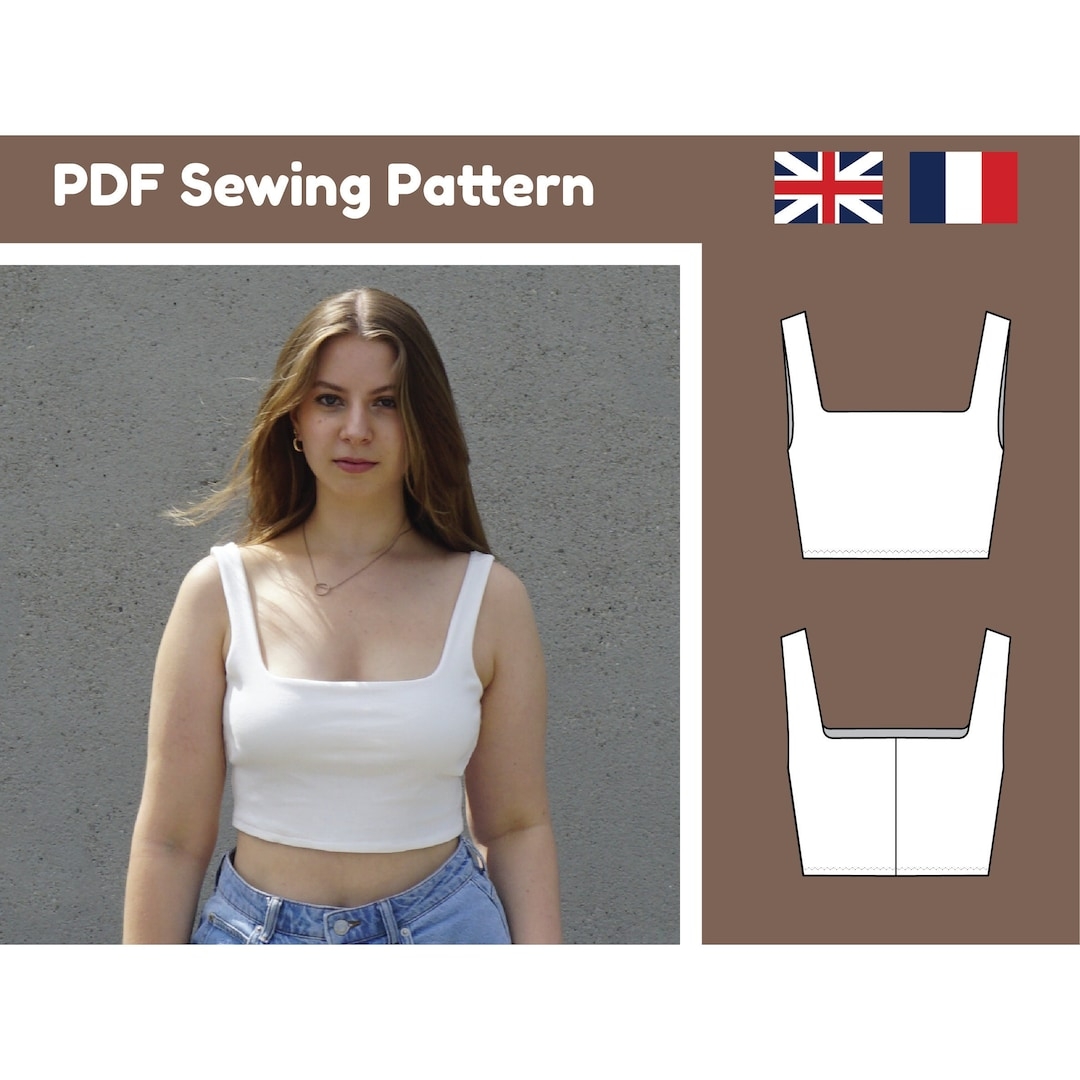 Square Neckline Tank Top PDF Sewing Pattern Instant Download 10 