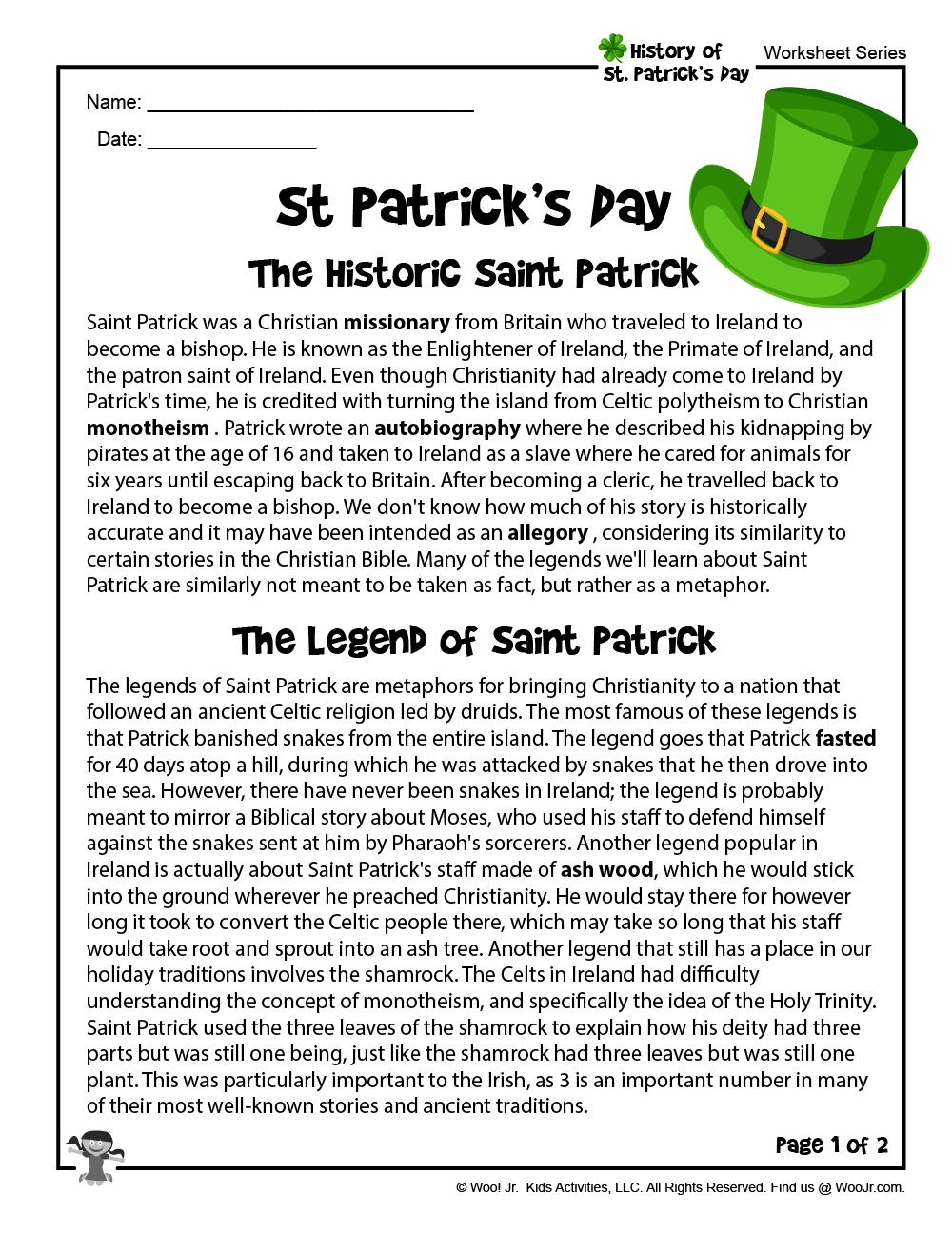 History Of St PatrickS Day Printable