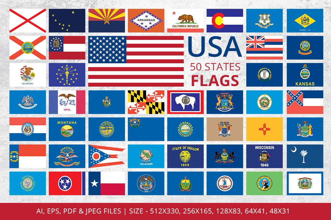 States Flags Of Usa Illustrations Creative Market Vrogue co