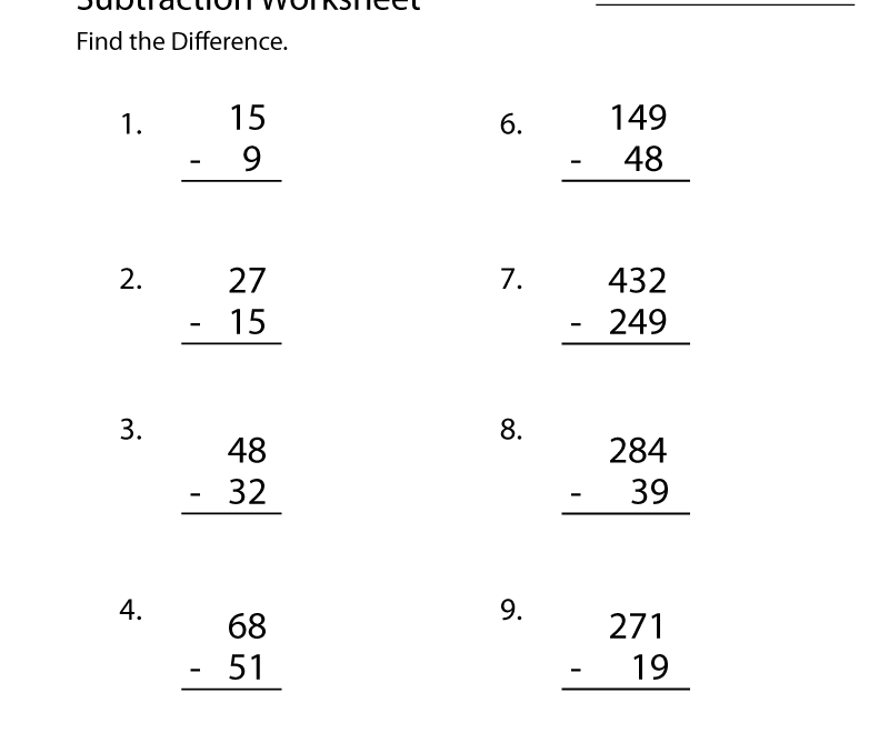 Subtraction Problems Worksheet Free Printable Educational Worksheet