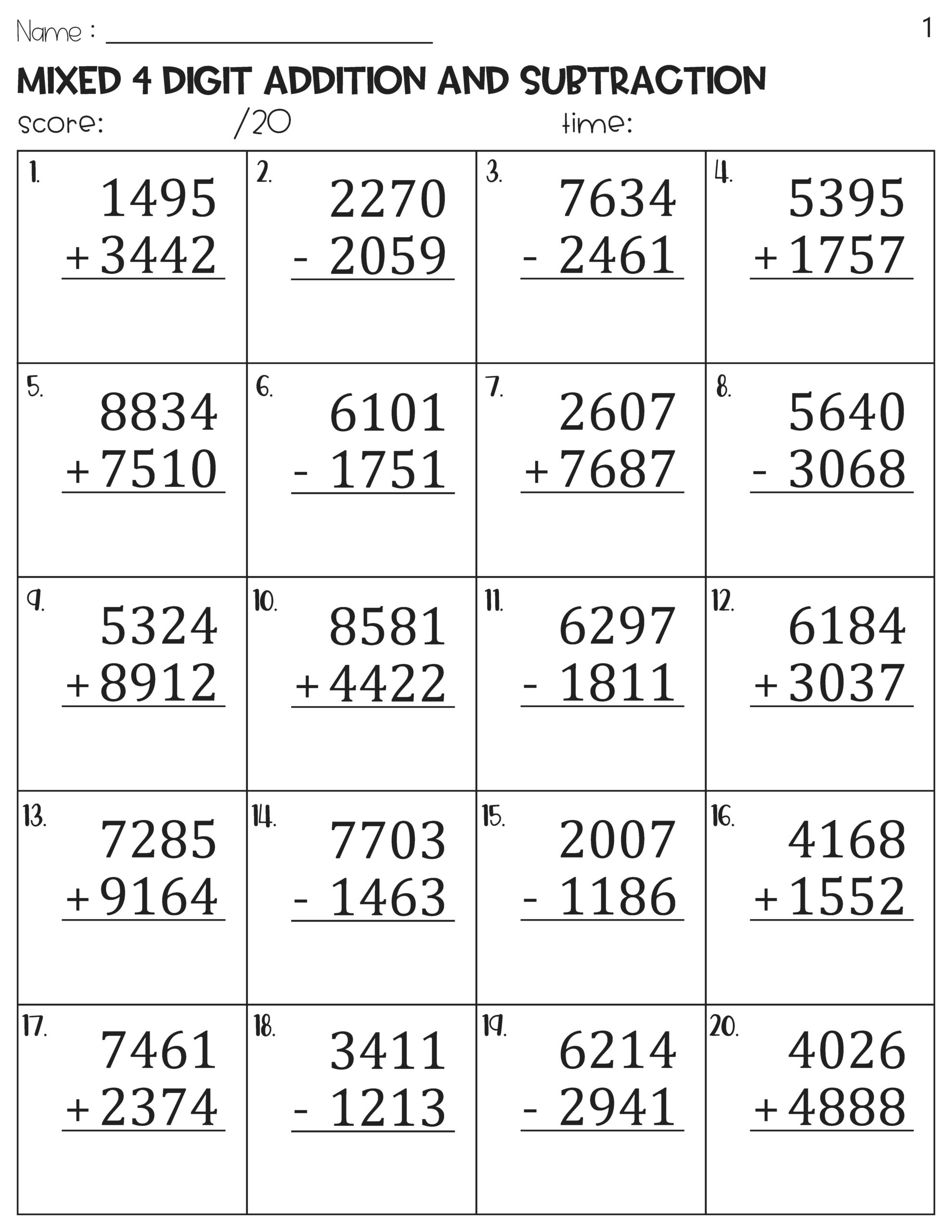 Subtraction With Renaming Worksheets Printable Word Searches