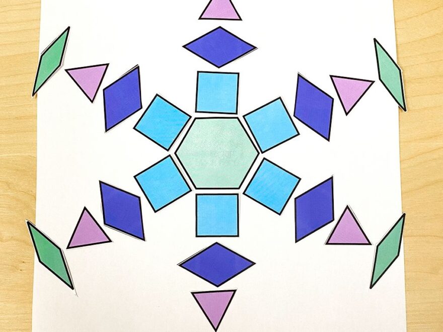 Symmetrical Snowflakes With Pattern Blocks In 2021 Pattern Blocks