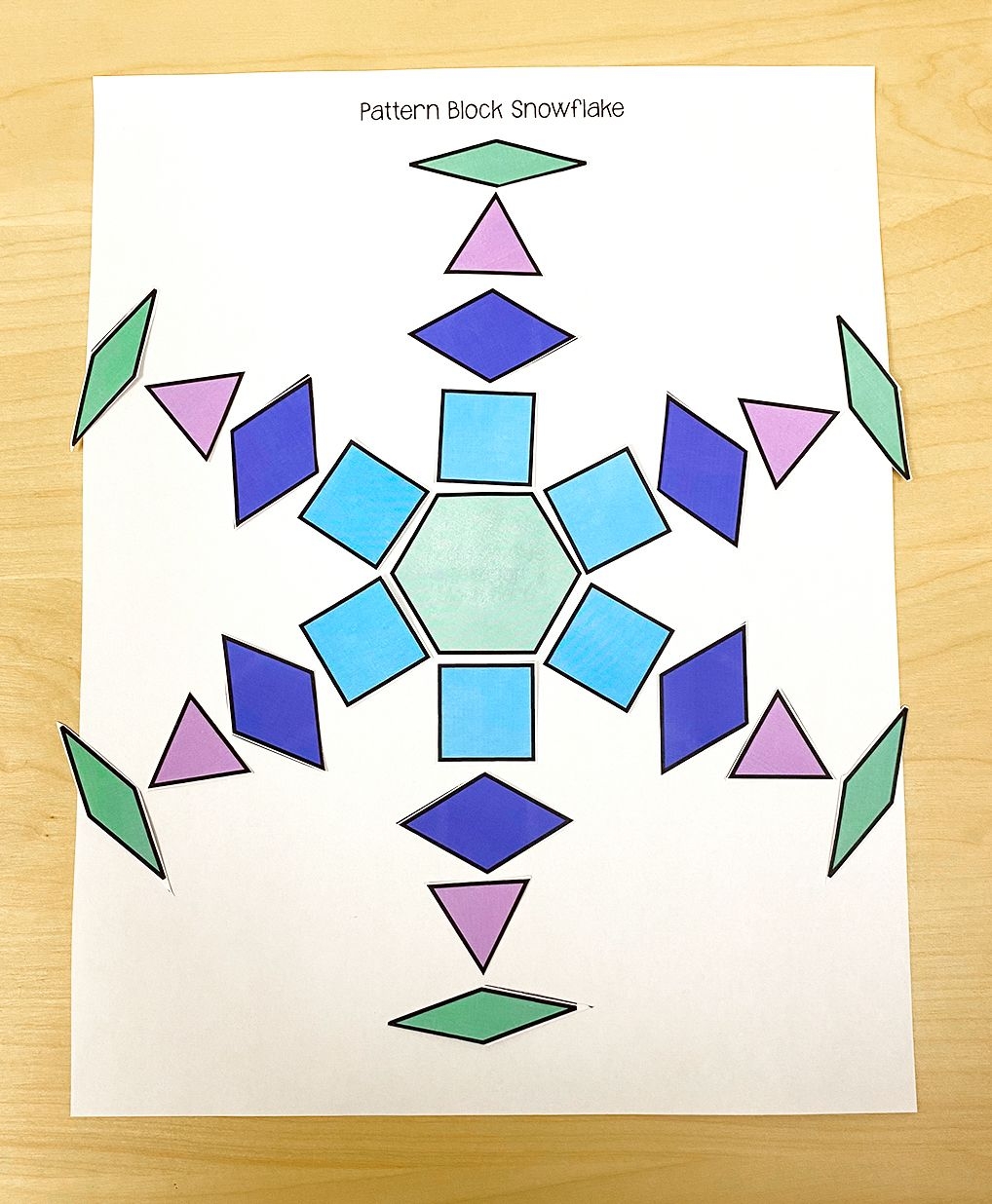 Symmetrical Snowflakes With Pattern Blocks In 2021 Pattern Blocks 