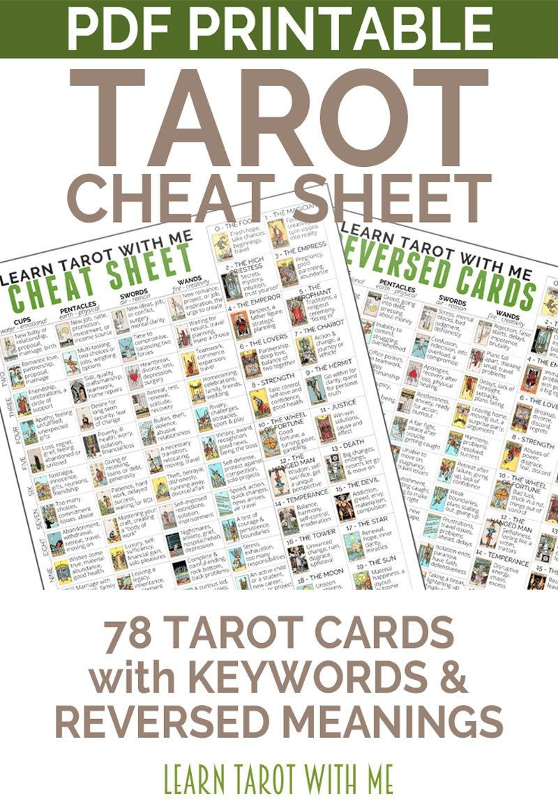 Tarot Card Meanings Printable