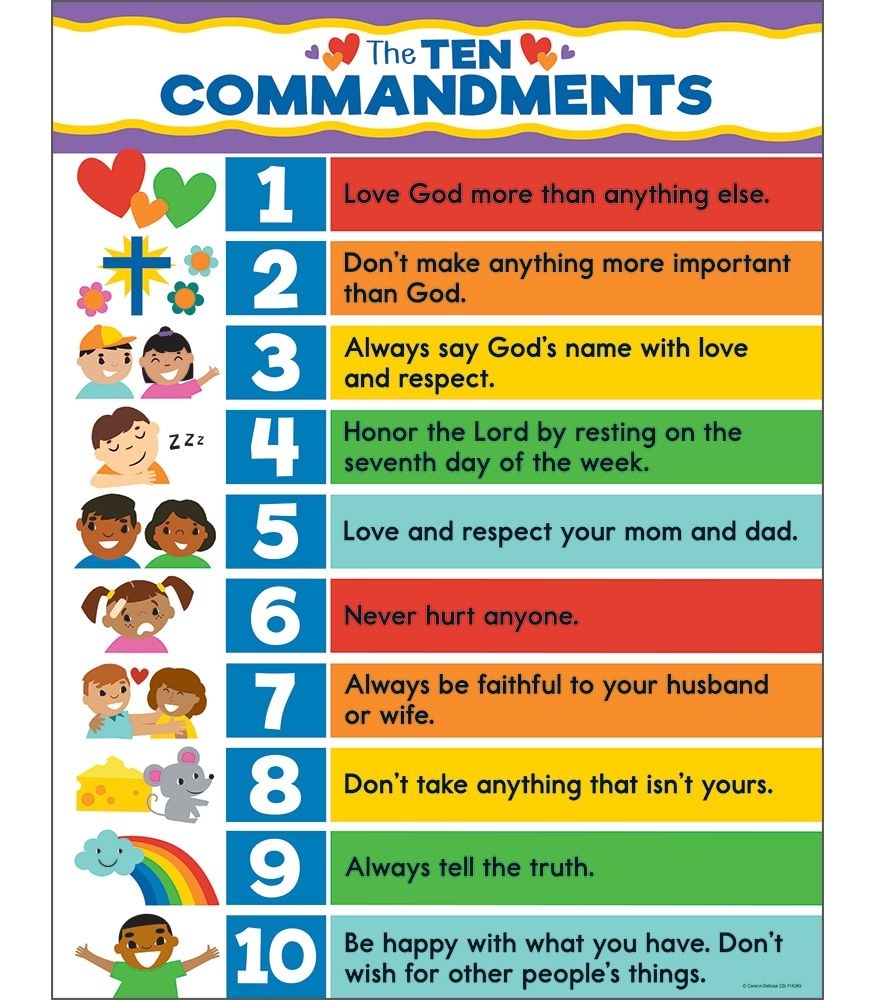 The Ten Commandments Chart Free Printable Ten Commandments Bible For 
