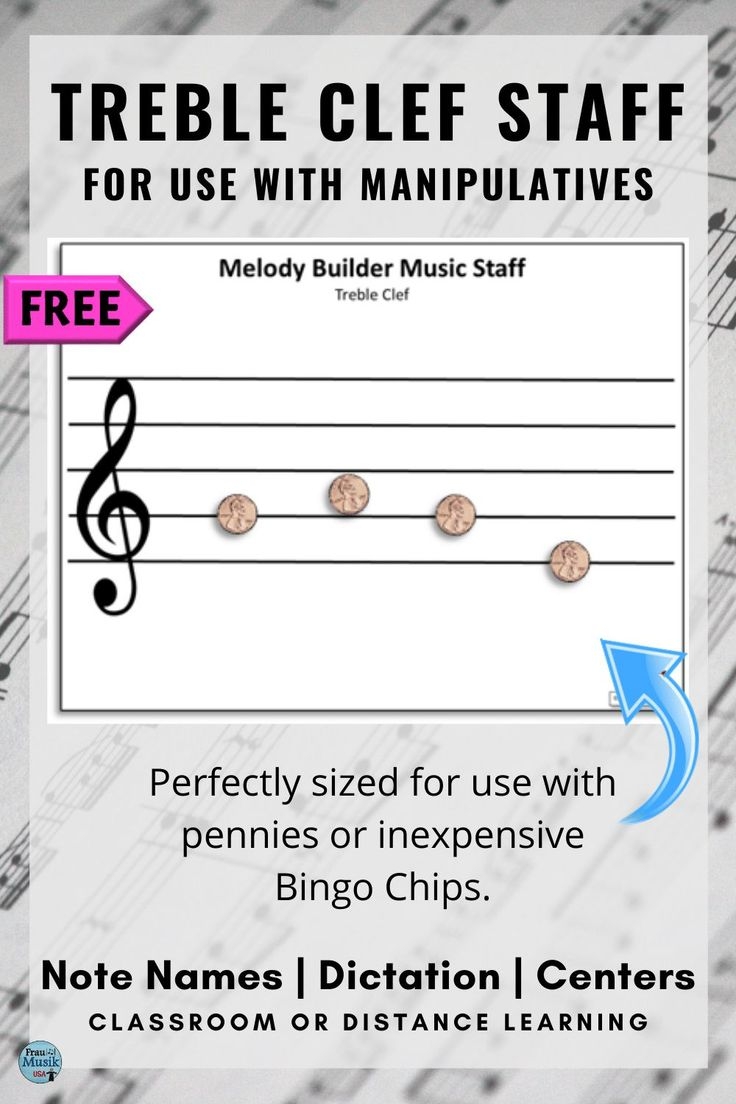 The Treble Clef Staff For Use With Manipuatives Is Shown In This Poster