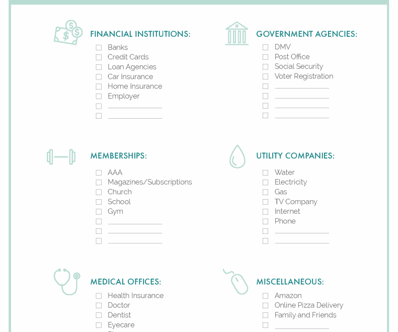 The Ultimate Change Of Address Checklist Printable