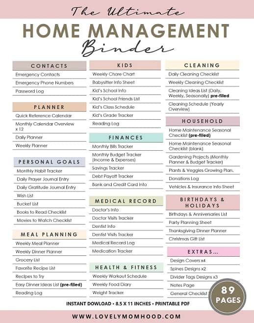 Home Management Binder Free Printables 2025