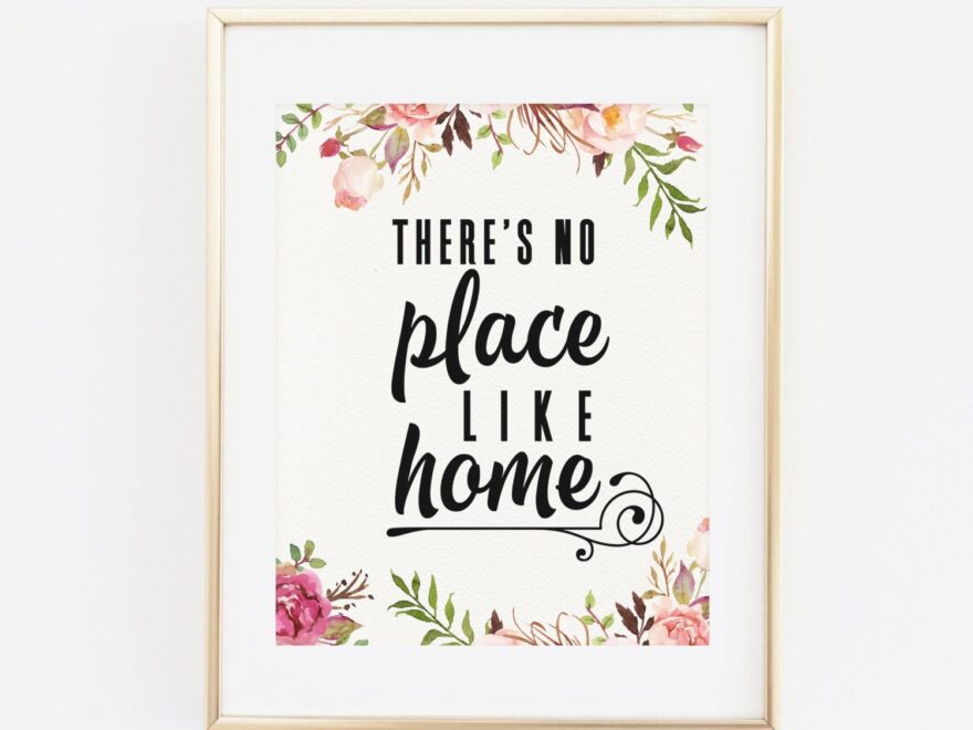 There 39 s No Place Like Home Quote Printable Art Print 8x10 Floral