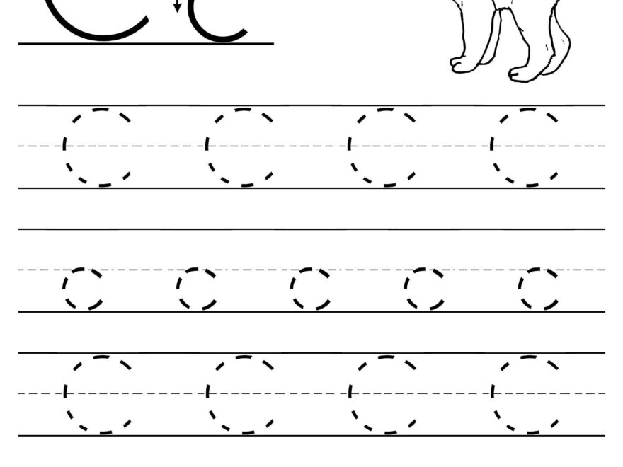 This Printable Letter C Worksheet Includes Four Lines For Tracing The
