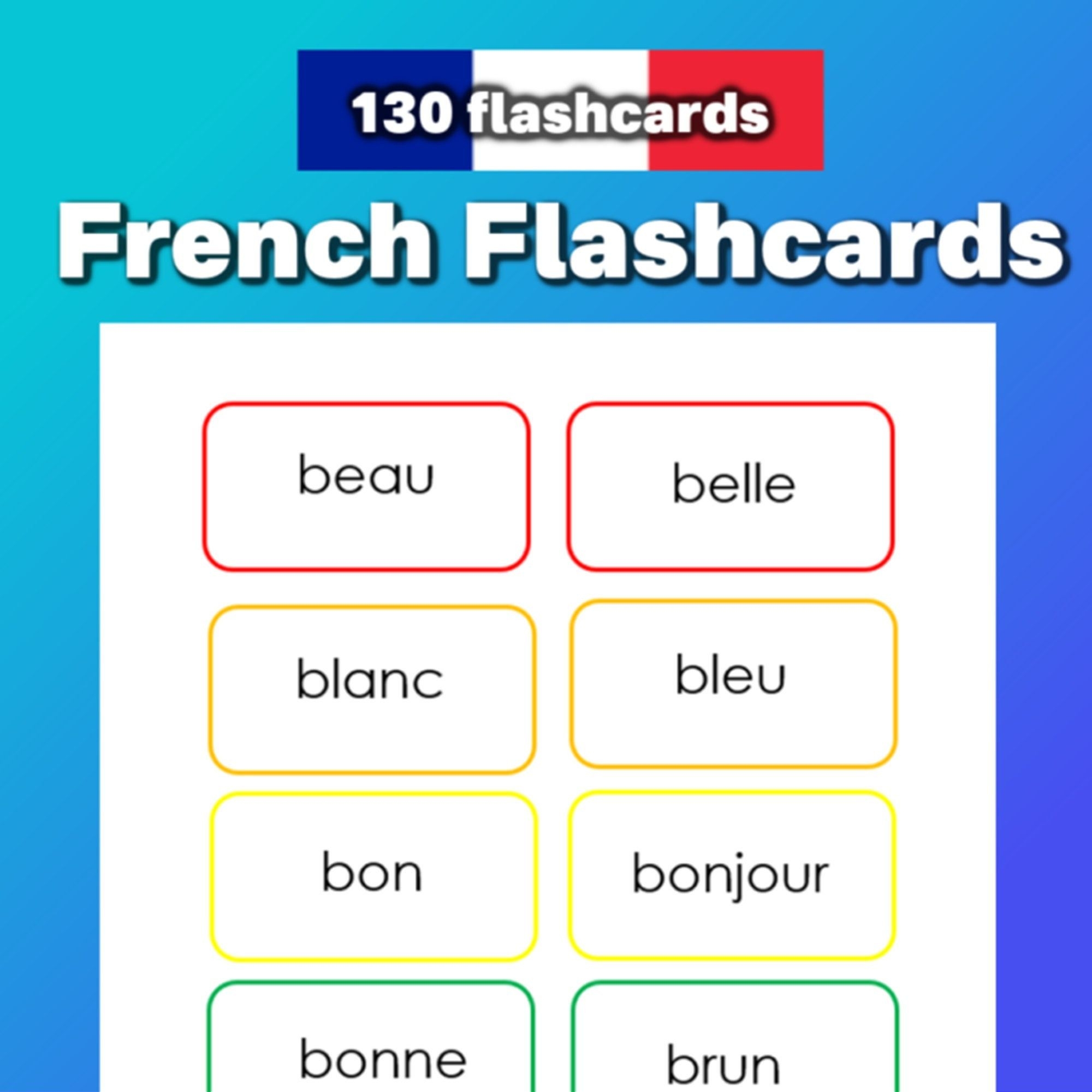 This Set Has 130 Printable French Flashcards This Set Is Perfect For 