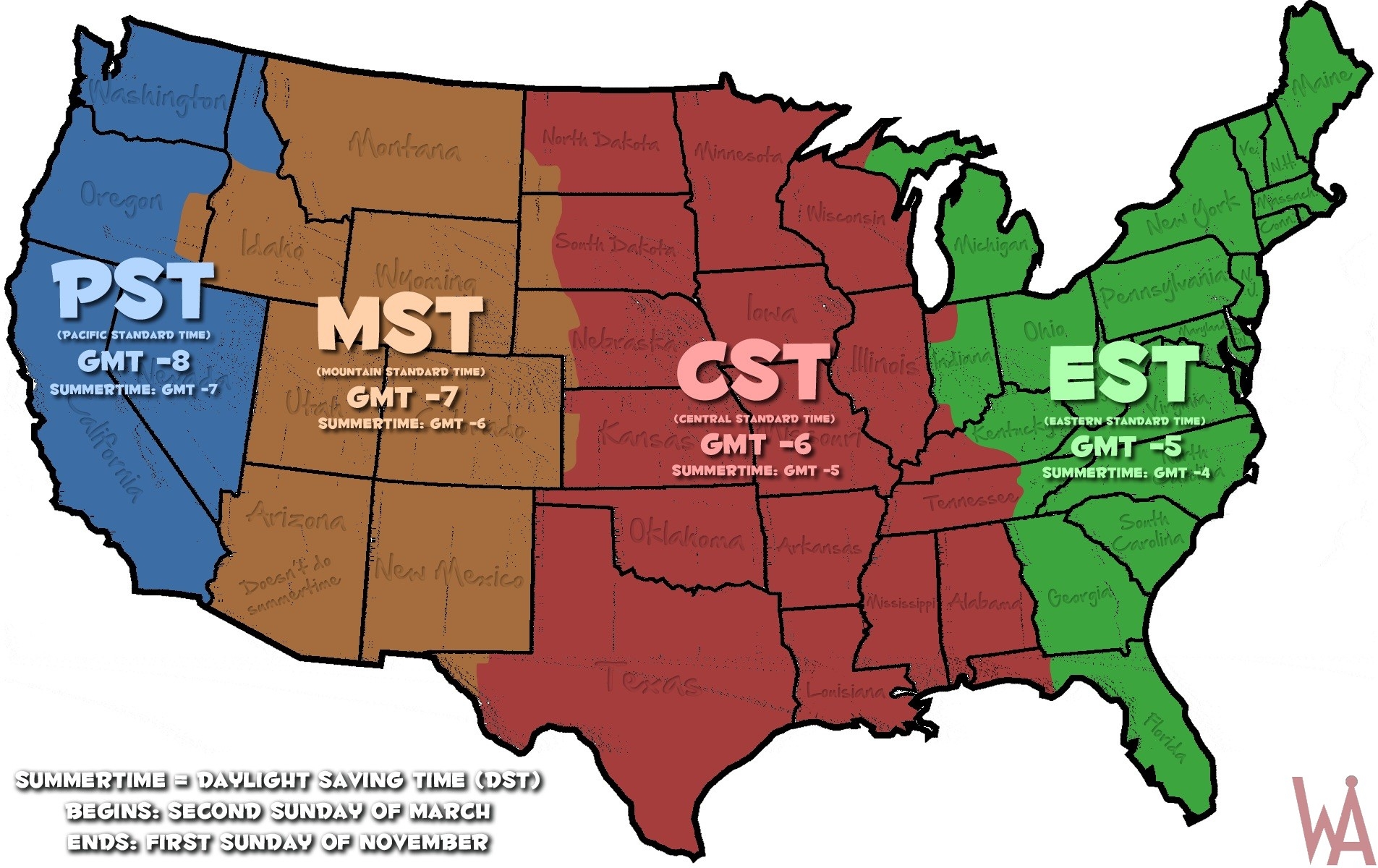 Free Printable Time Zone Map