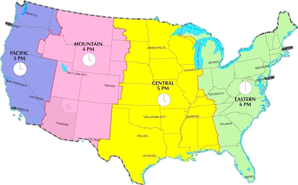 Time Zone Map Usa Printable