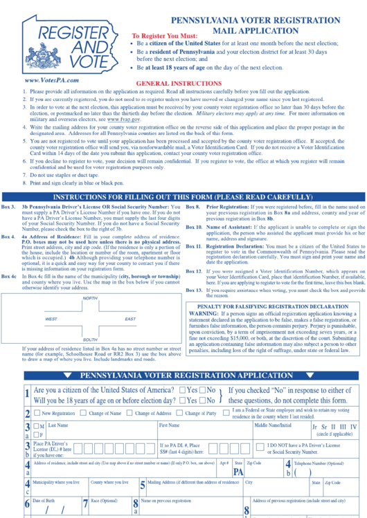 Pennsylvania Voter Registration Form Printable