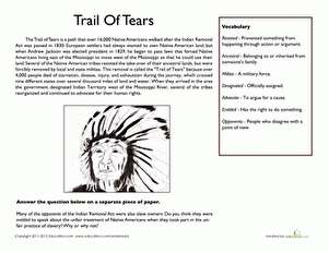 Free Printable Worksheets On The Trail Of Tears