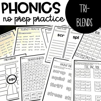 Tri Blend Worksheets For Three Sound Blends Perfect For Centers Or Homework