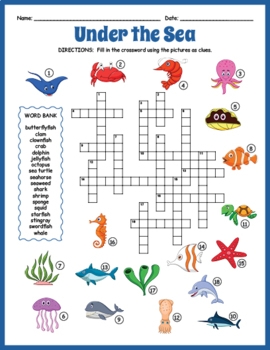 Under The Sea Crossword Puzzle By Puzzles To Print TpT