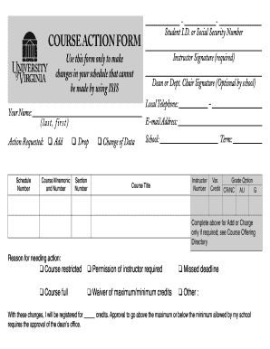 Uva Course Action Form Pdf Fill And Sign Printable Template Online